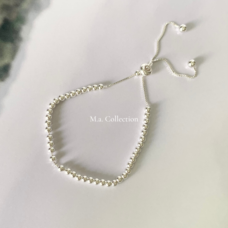 抽拉式圓珠925銀手鏈 (A298)