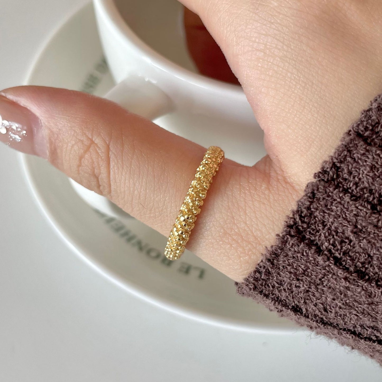Grainy Open 925 Silver Ring