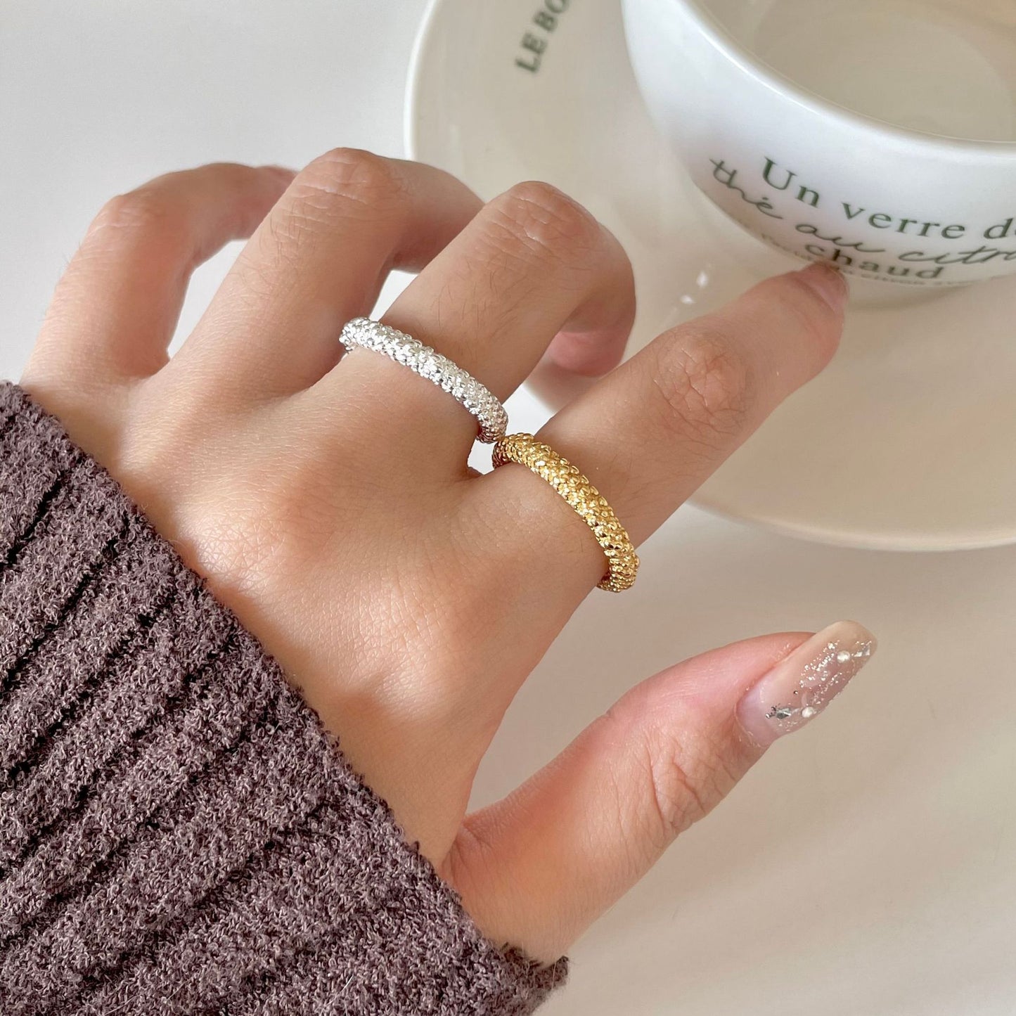 Grainy Open 925 Silver Ring
