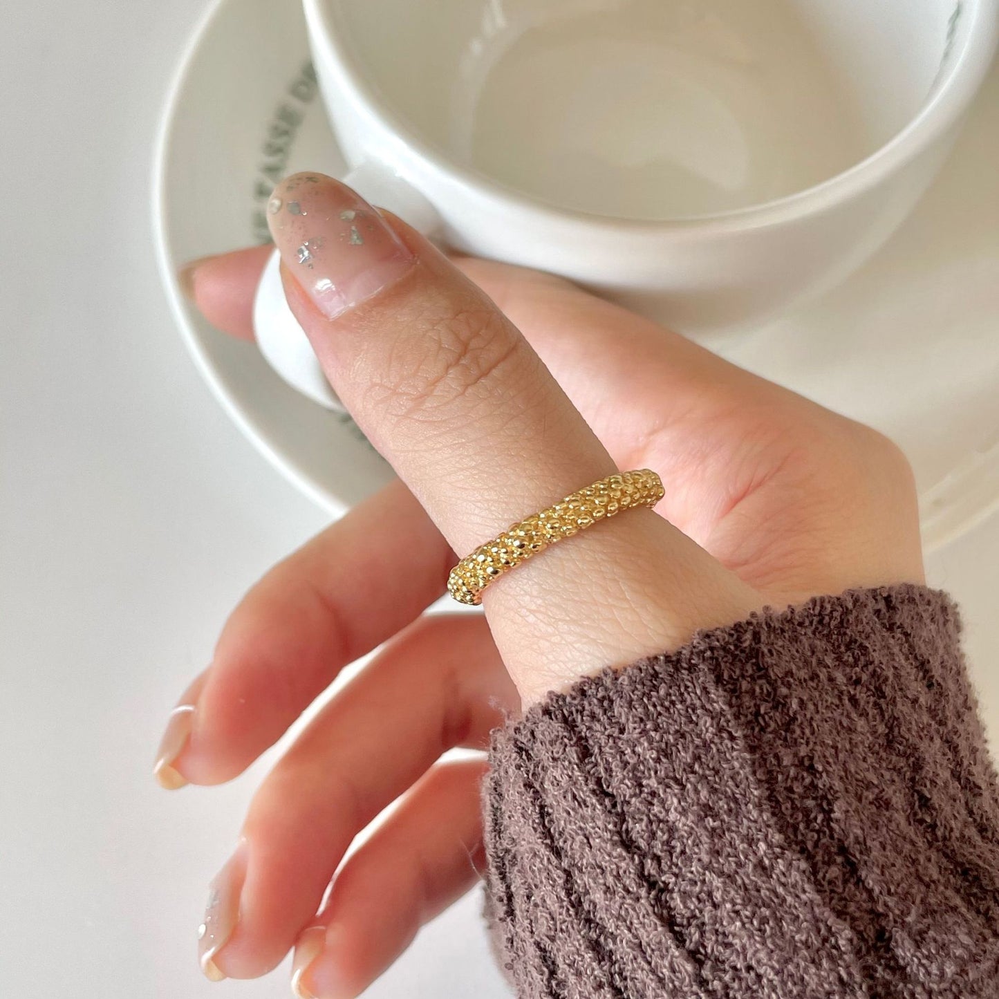Grainy Open 925 Silver Ring