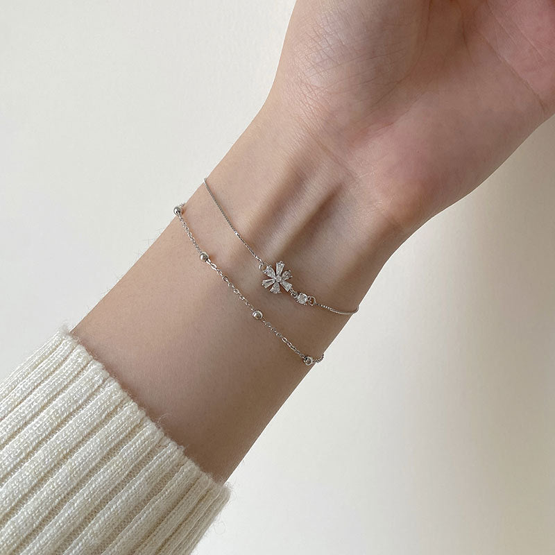 雪花雙層925銀手鏈