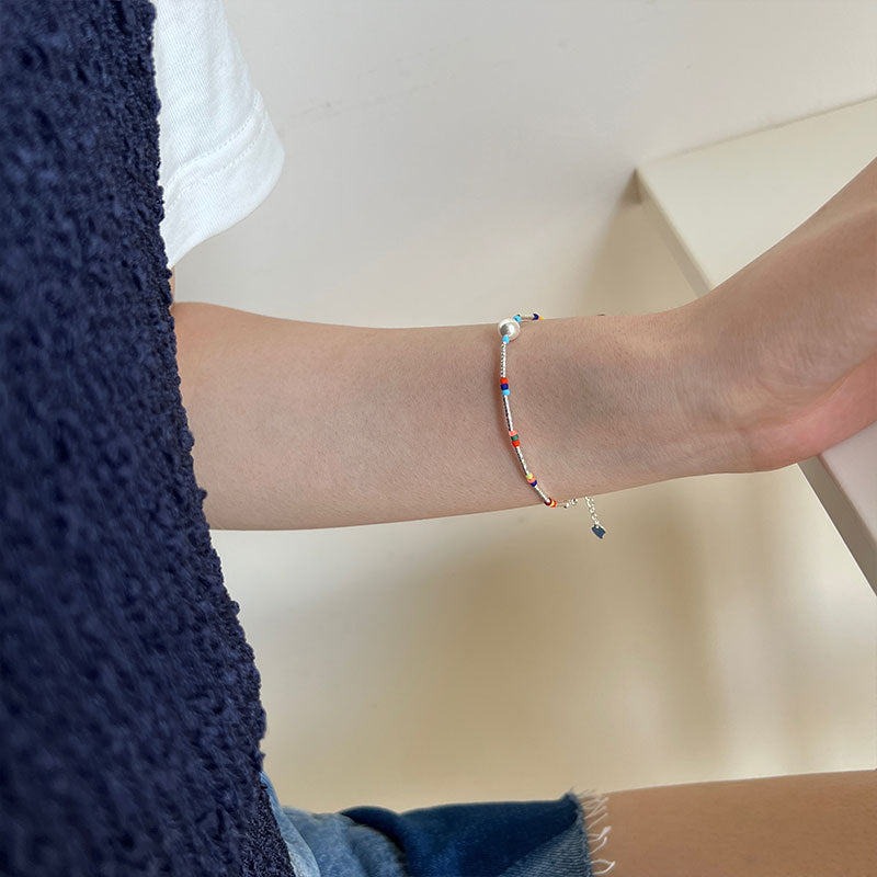 彩珠珍珠925銀手鏈