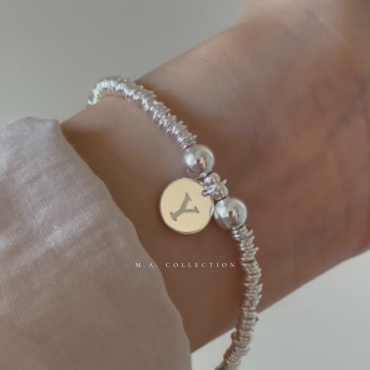 Custom-design silver bead bracelet