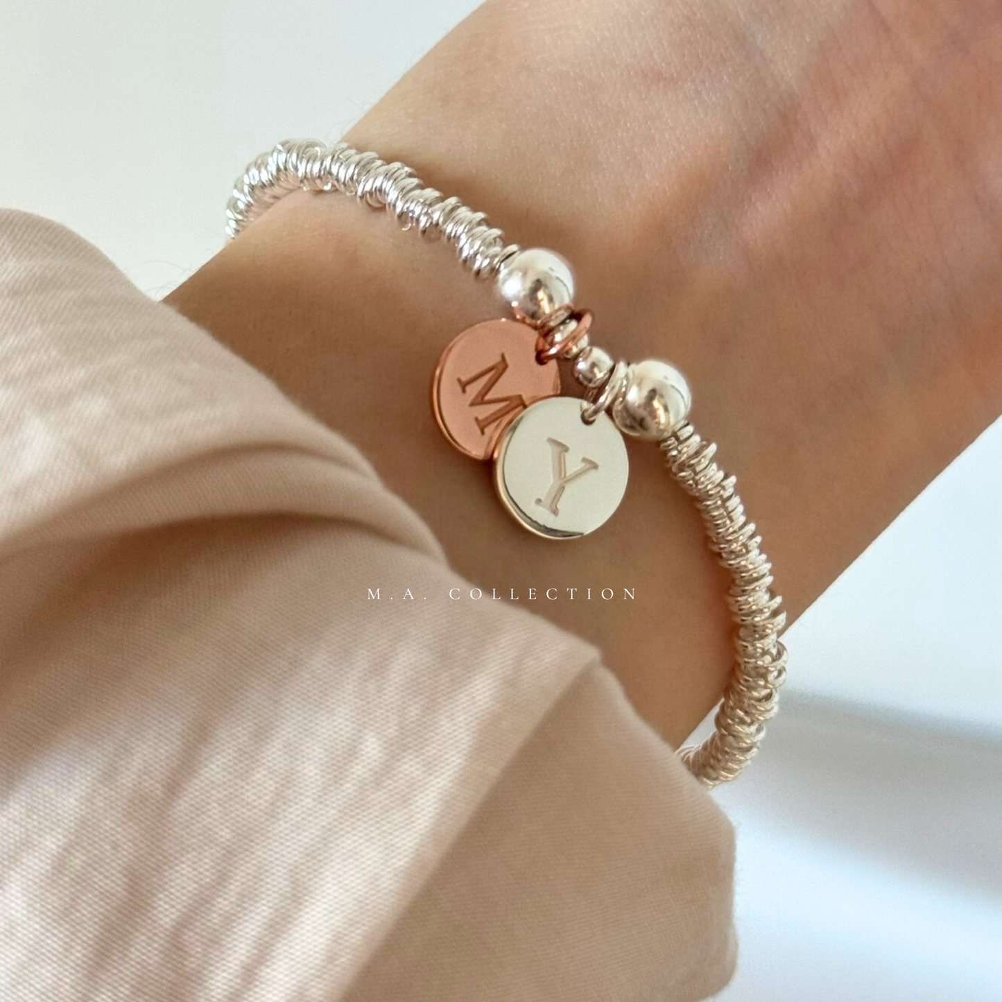 Custom-design silver bead bracelet