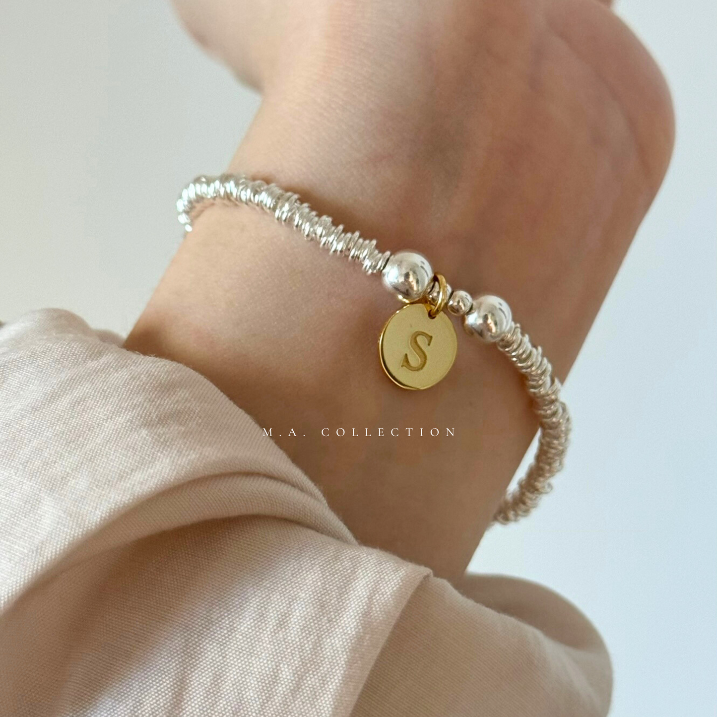 Custom-design silver bead bracelet