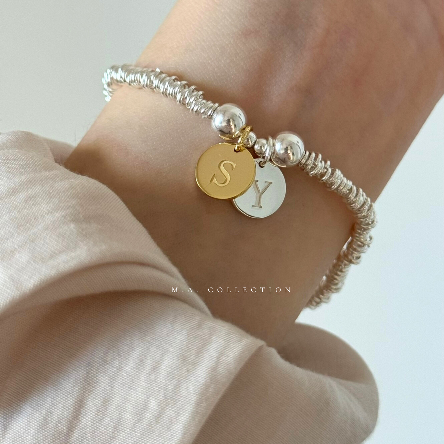 Custom-design silver bead bracelet