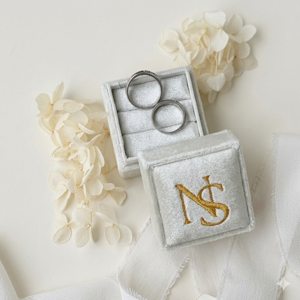 Forever Initial Velvet Ring Box