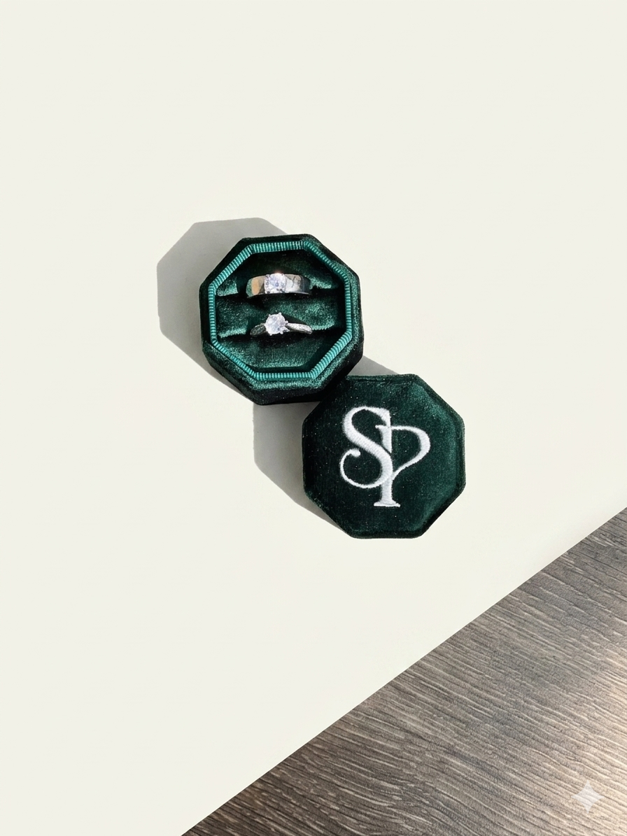 Forever Initial Velvet Ring Box