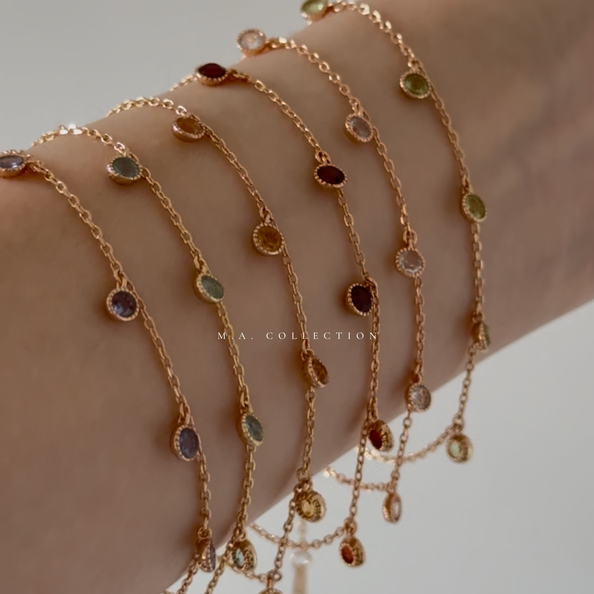 Nature crystal stone 925 silver bracelet