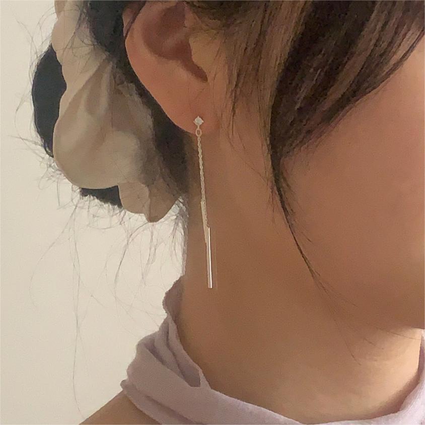 流蘇925銀長耳環