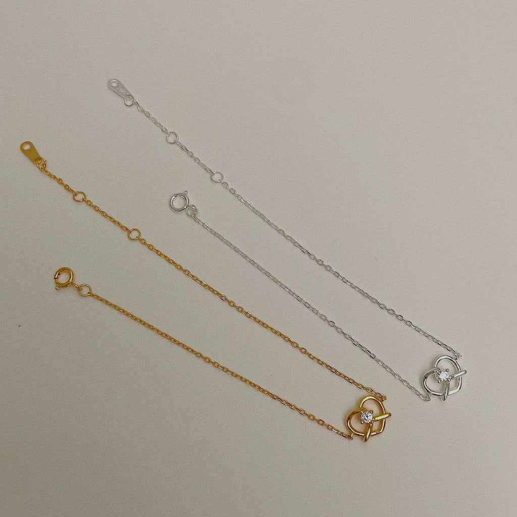 心心交叉925銀手鏈