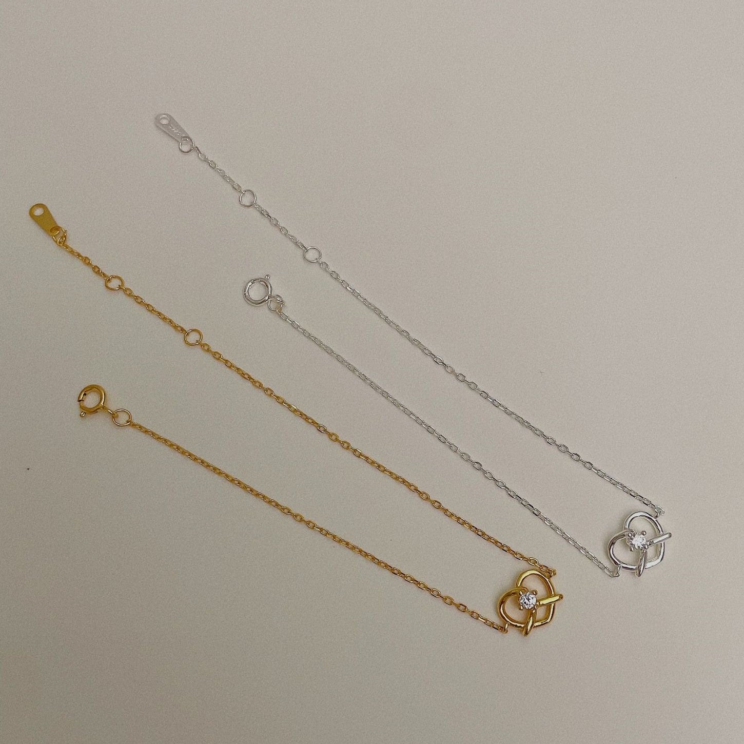 心心交叉925銀手鏈