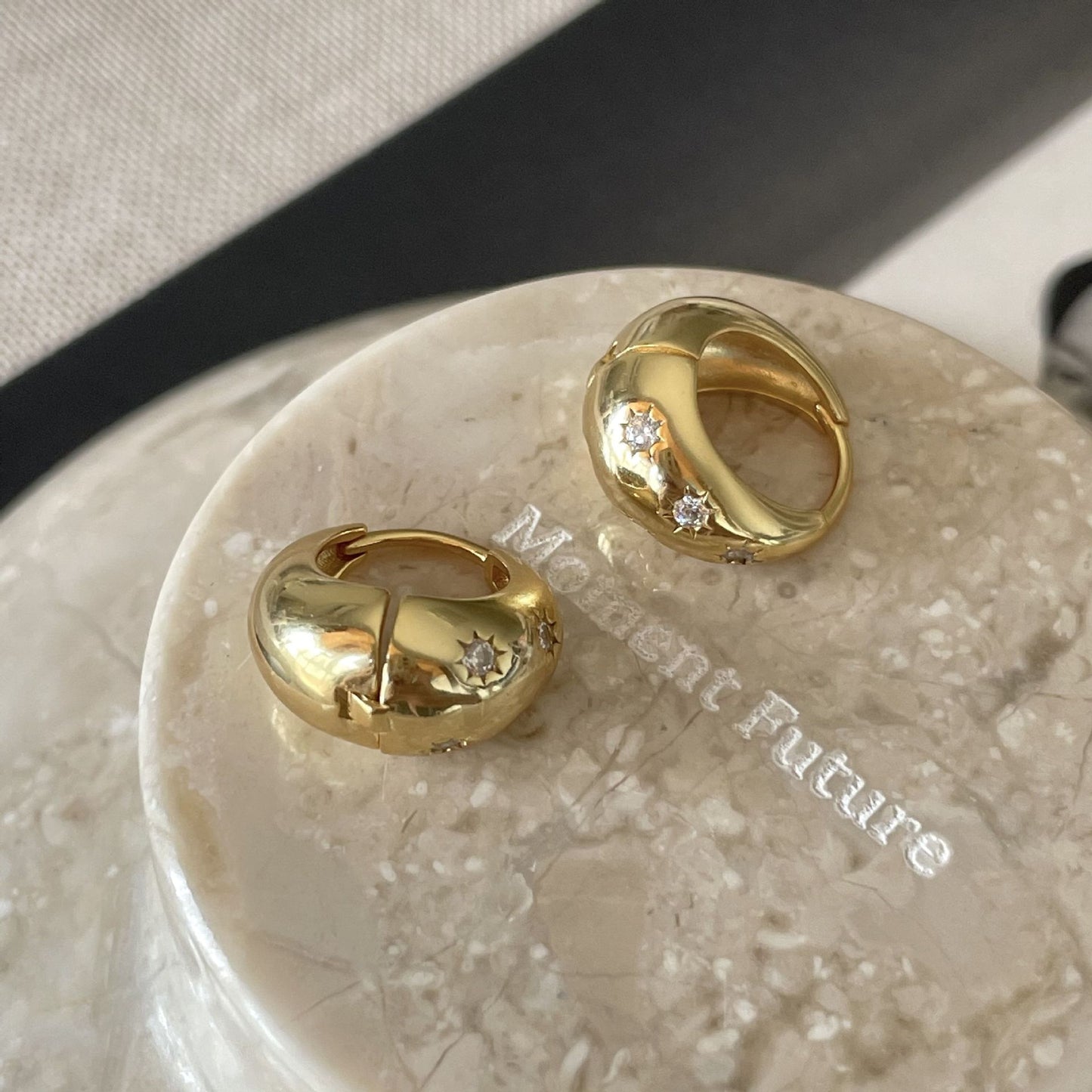歐美925銀星星鋯石耳環