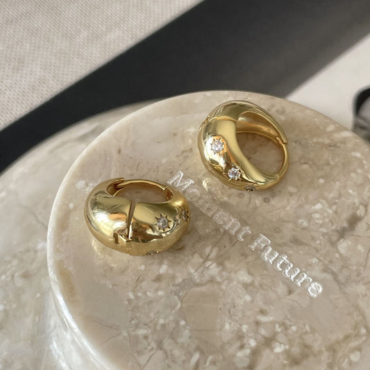 歐美925銀星星鋯石耳環