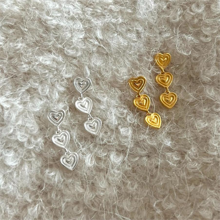 3個心心925銀耳環