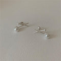 珍珠交叉925銀耳環