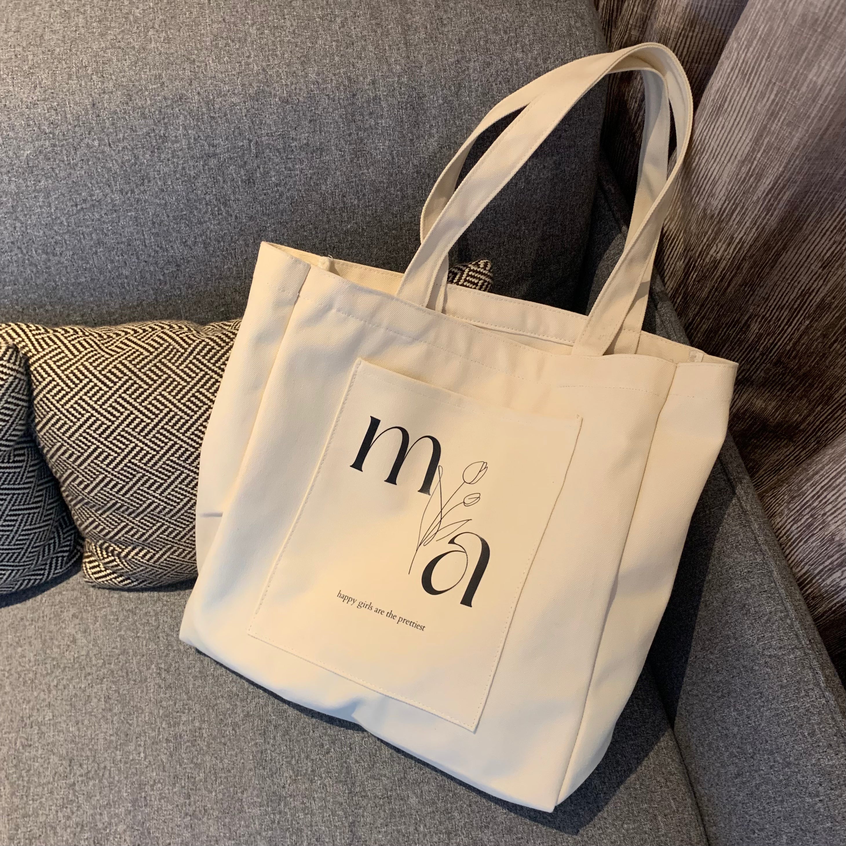 自家設計定制Birth Flowers Tote Bag