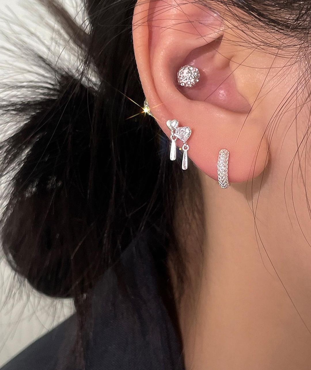 Fine grain series 925 silver earrings