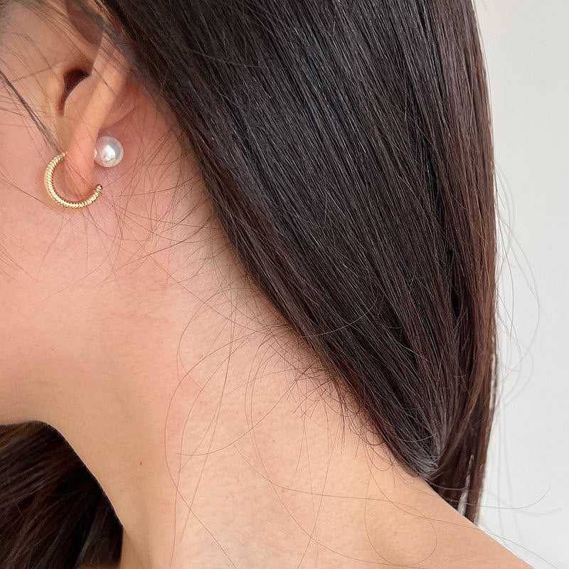 Pearl Hoop 925 Silver Earrings