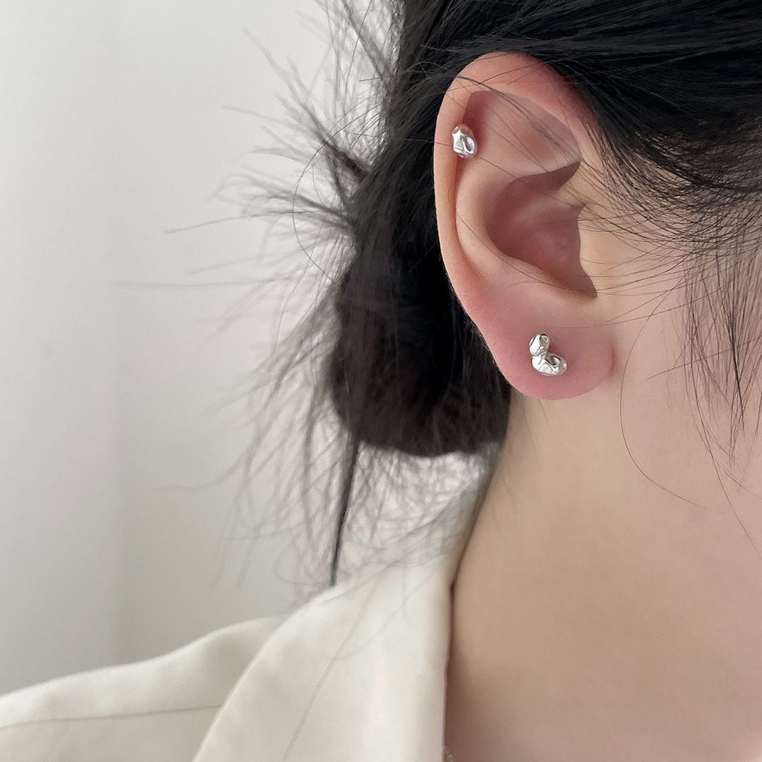 Bump Hole 925 Silver Earrings