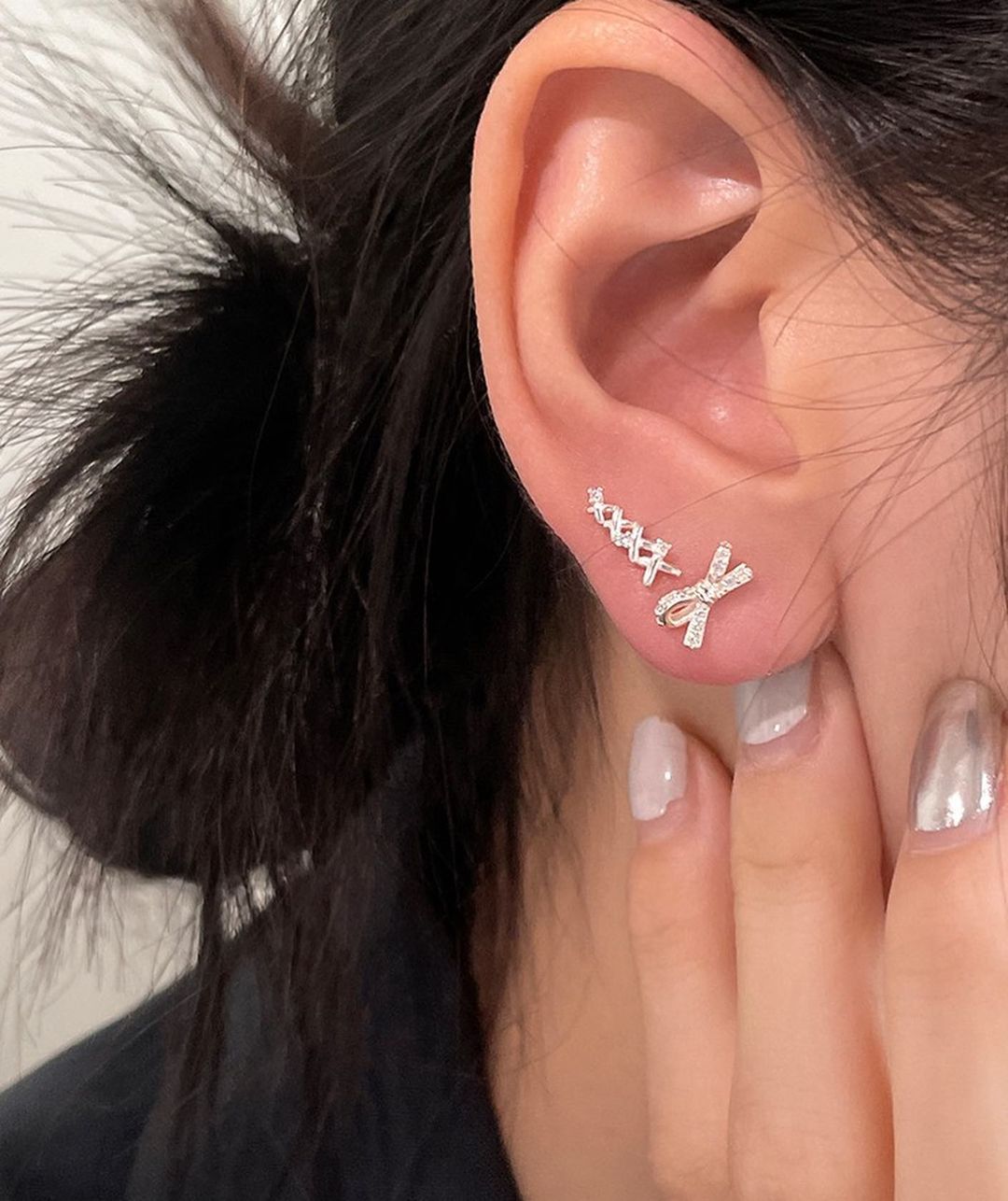 Fine grain series 925 silver earrings