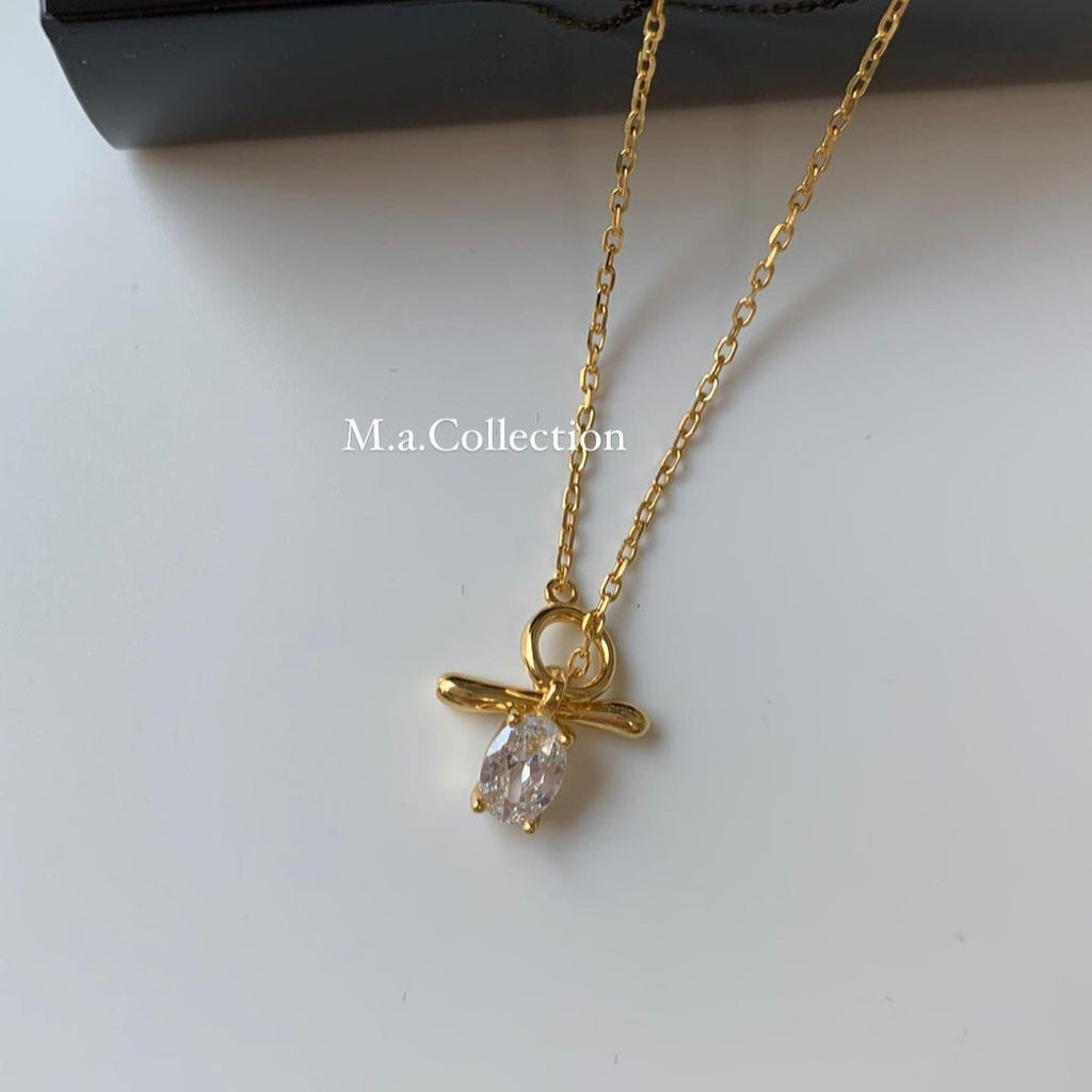 OT Buckle Zircon 925 Silver Necklace