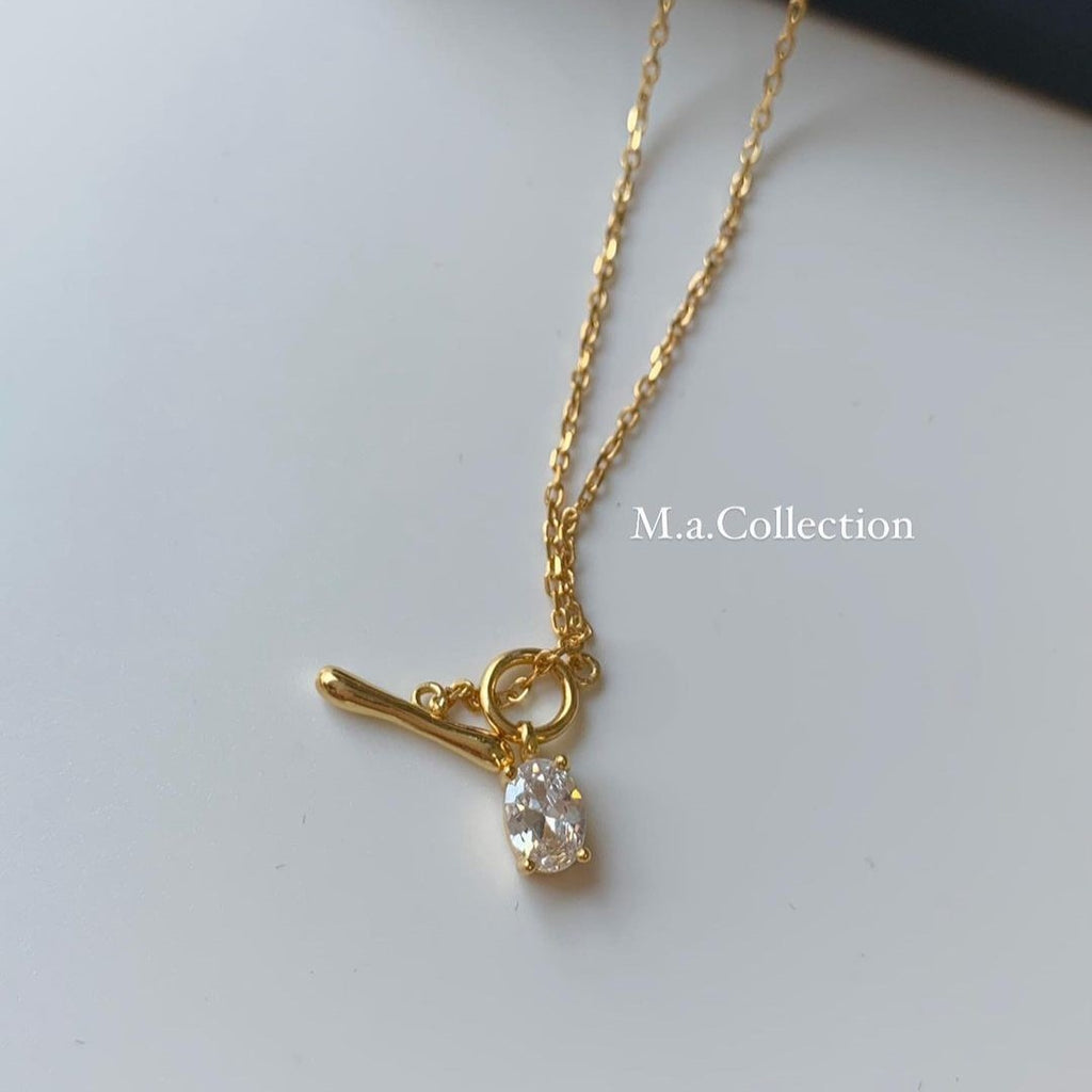 OT Buckle Zircon 925 Silver Necklace