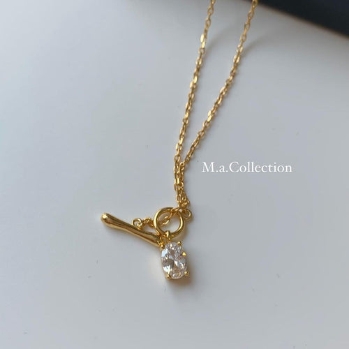 OT Buckle Zircon 925 Silver Necklace