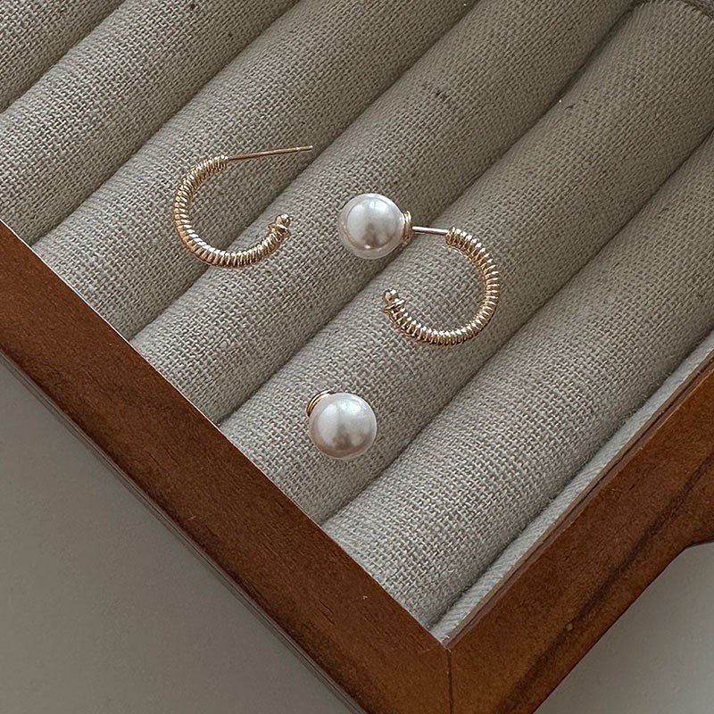 Pearl Hoop 925 Silver Earrings