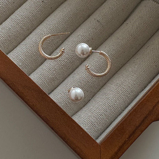 Pearl Hoop 925 Silver Earrings