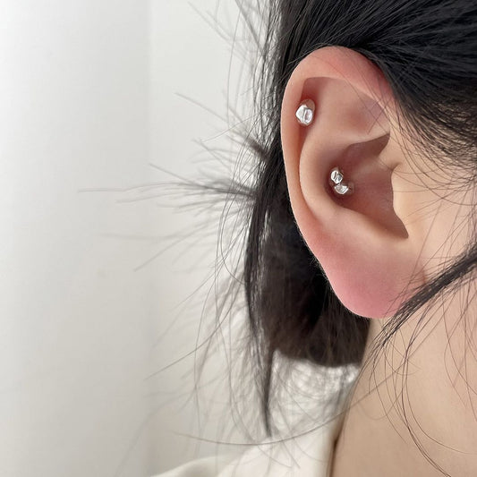 Bump Hole 925 Silver Earrings