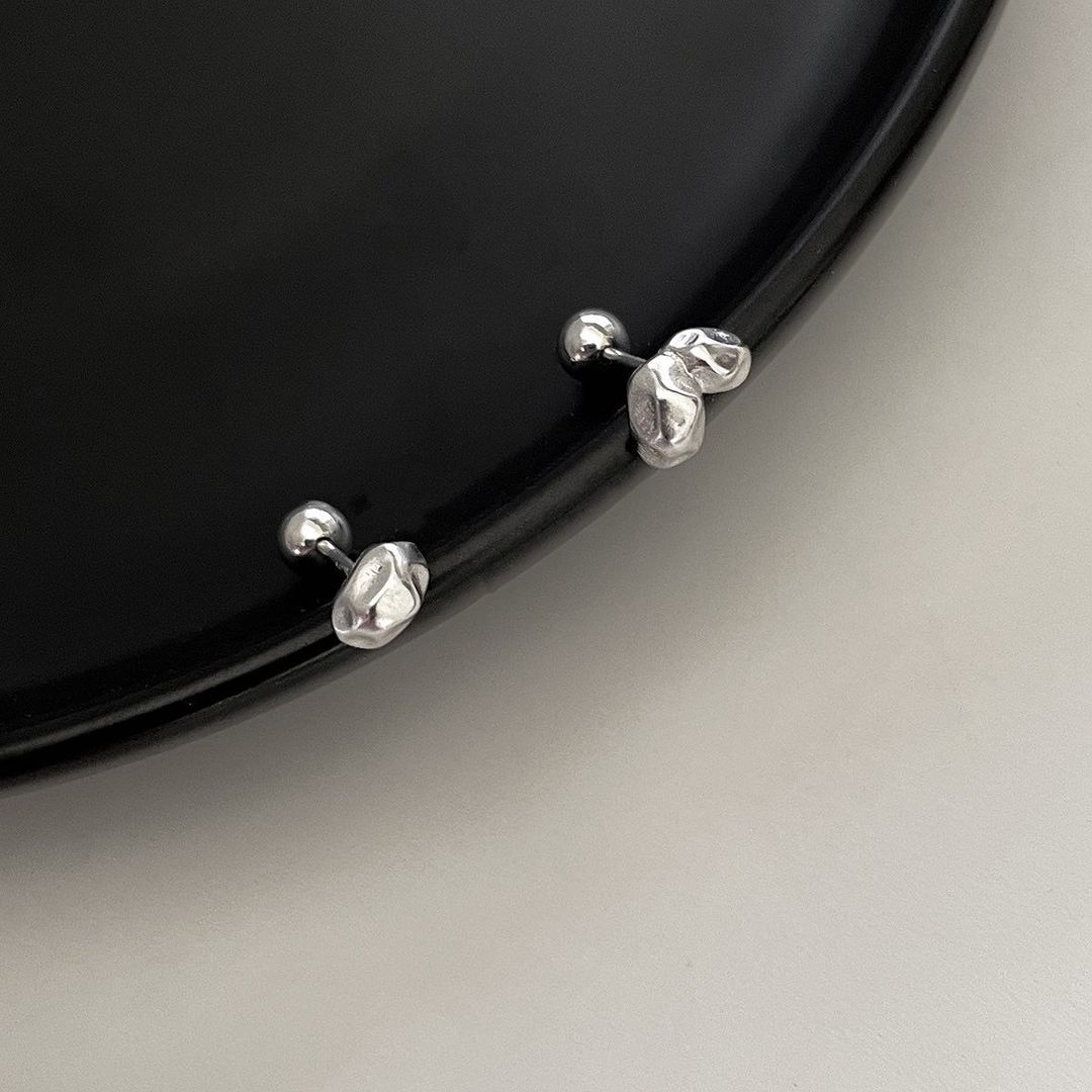 Bump Hole 925 Silver Earrings
