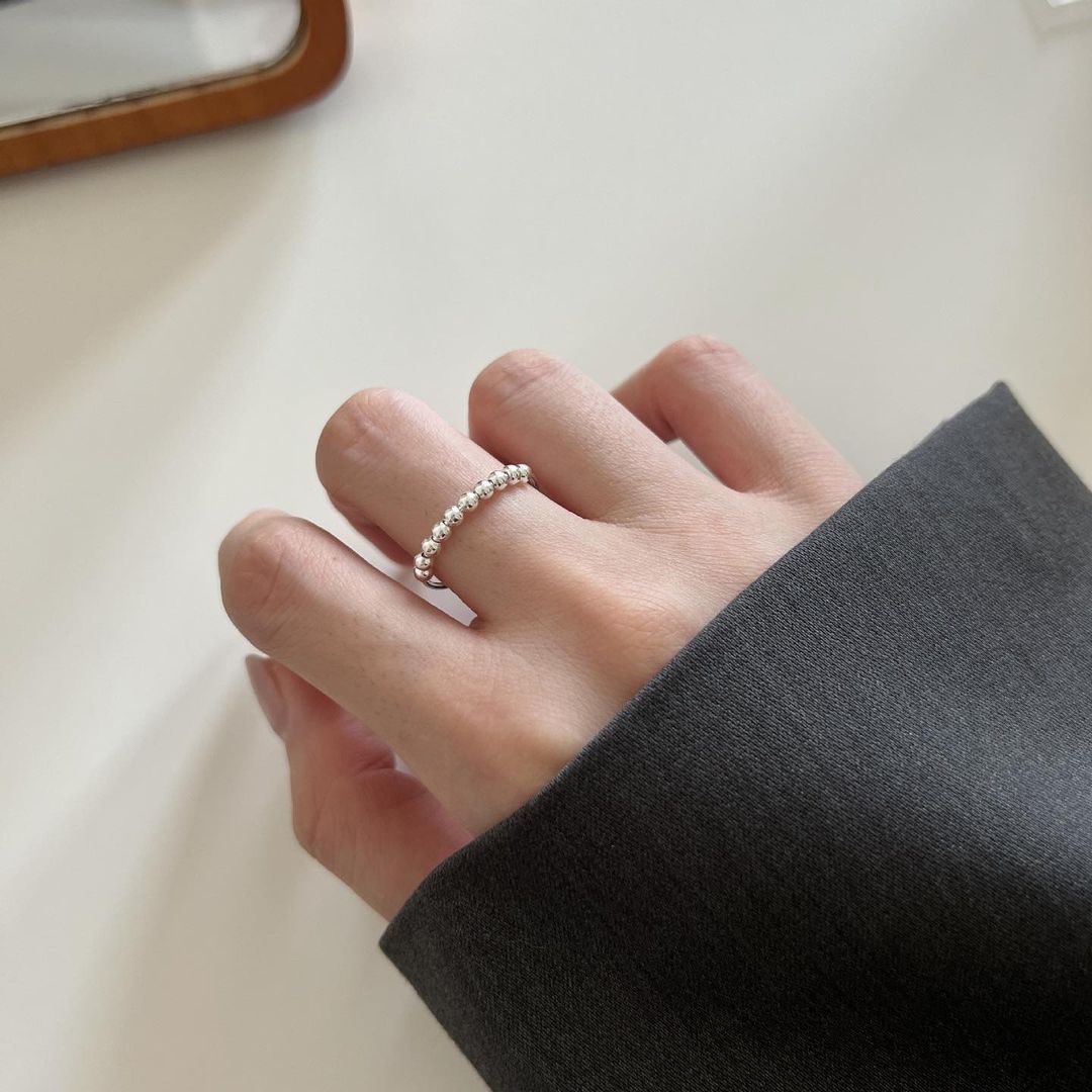 Simple Bead Open 925 Silver Ring