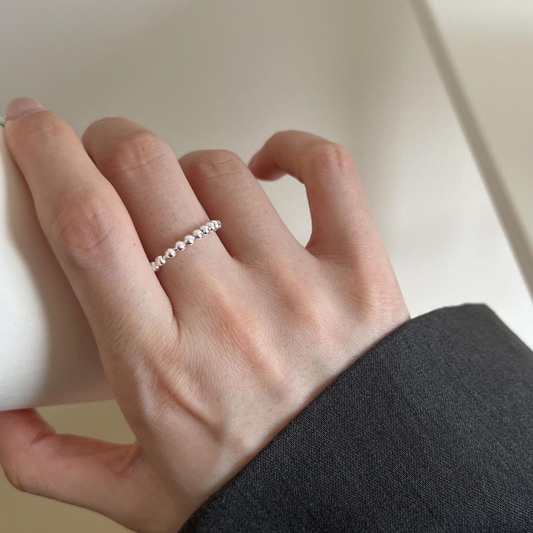 Simple Bead Open 925 Silver Ring