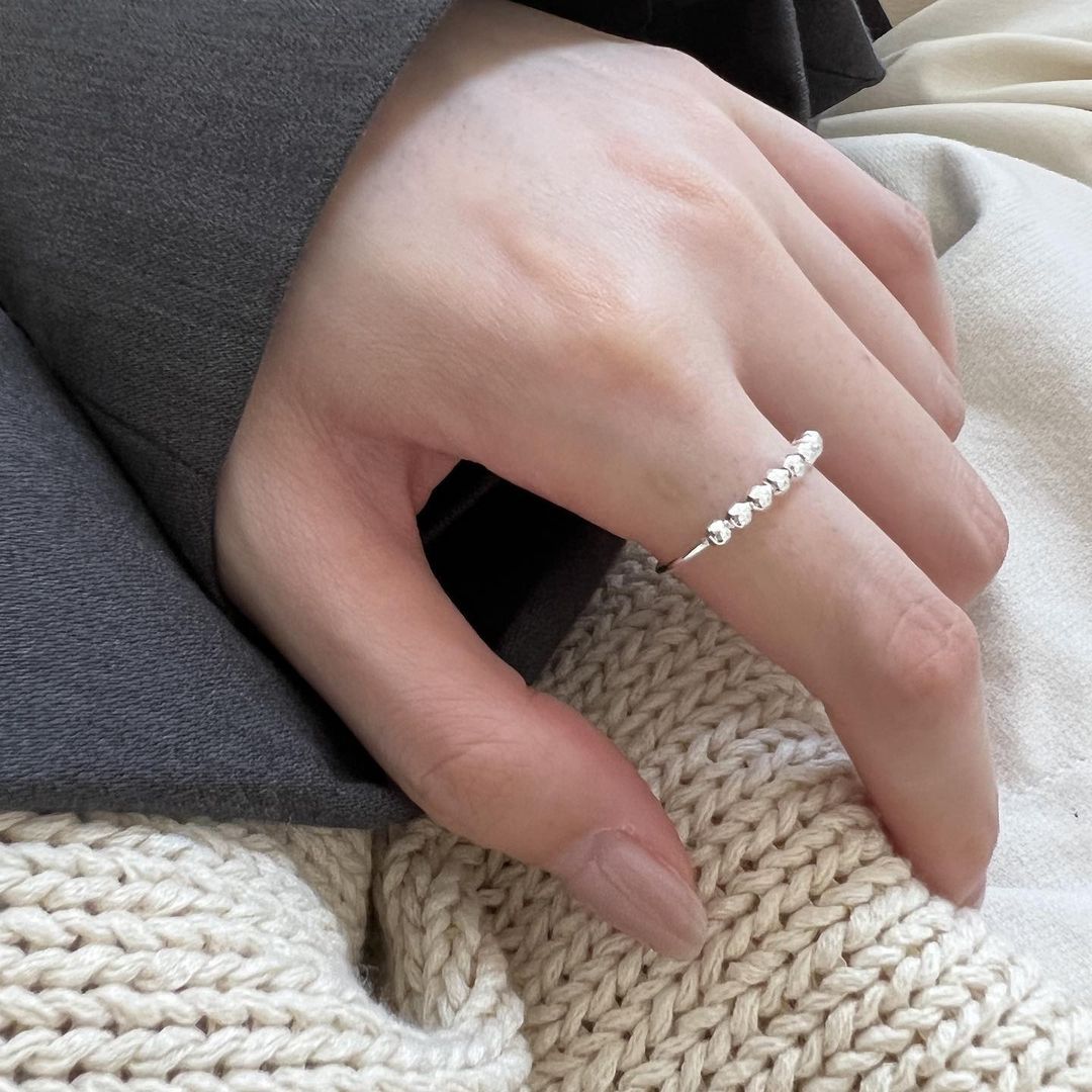Simple Bead Open 925 Silver Ring