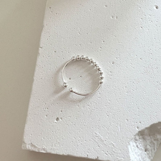 Simple Bead Open 925 Silver Ring