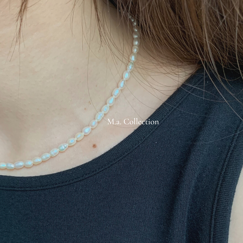 Millet Grain Pearl 925 Silver Necklace