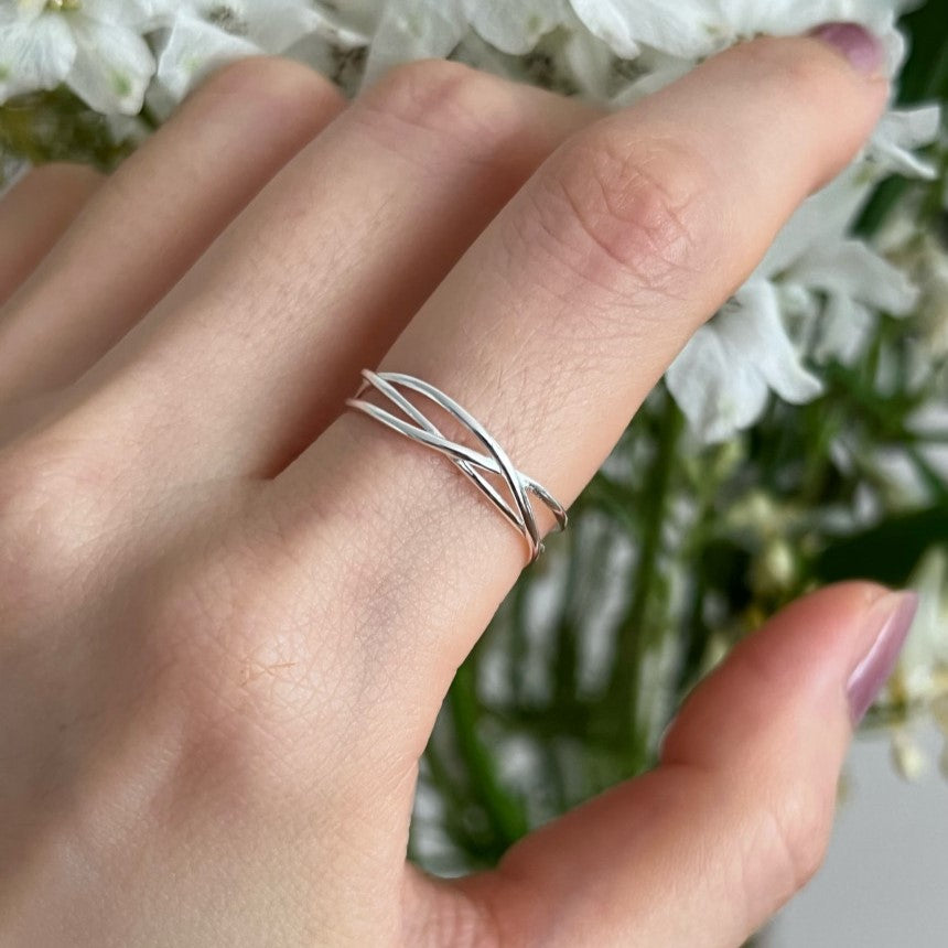 Simple Line Design Open 925 Silver Ring