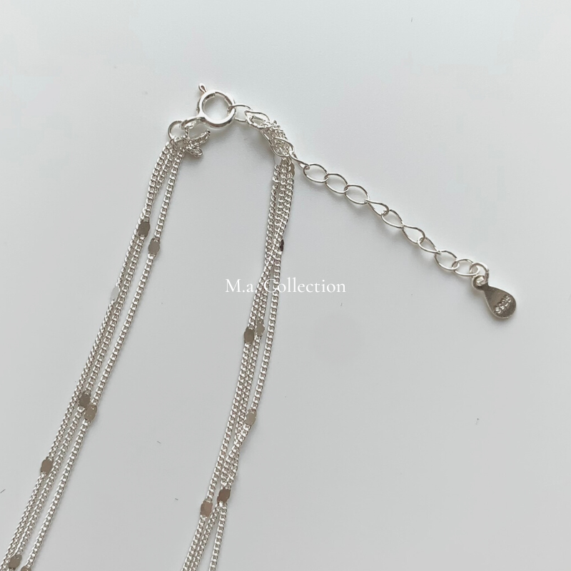 Three-layer simple 925 silver necklace