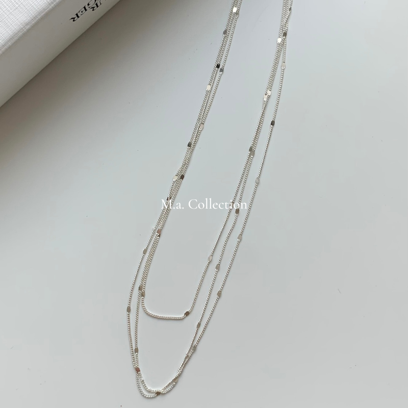 Three-layer simple 925 silver necklace