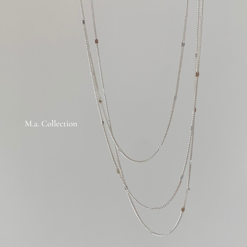Three-layer simple 925 silver necklace