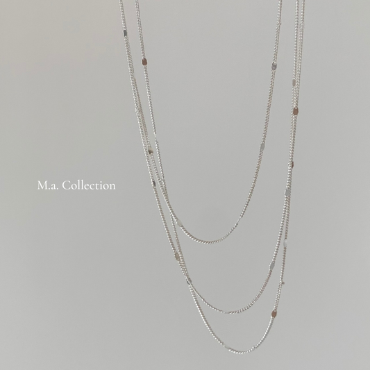 Three-layer simple 925 silver necklace