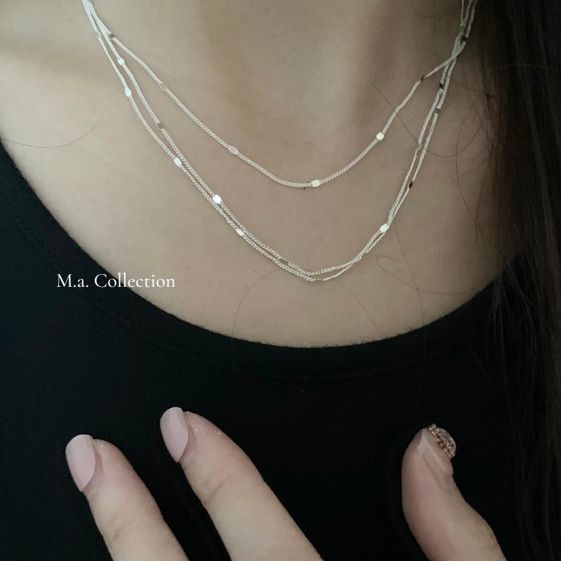 Three-layer simple 925 silver necklace