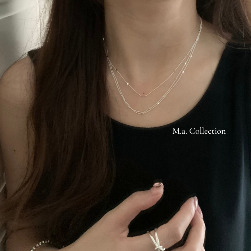 Three-layer simple 925 silver necklace