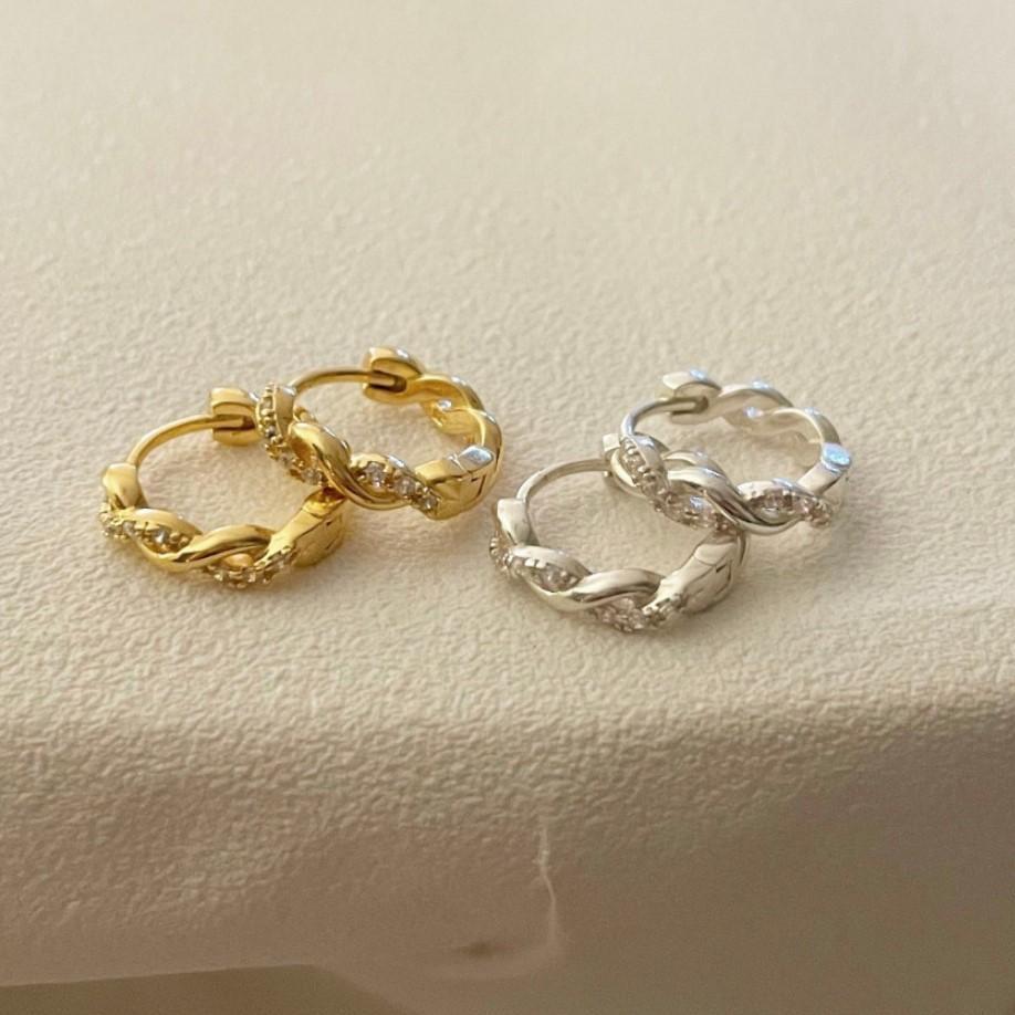 麻花blingbling925銀耳環