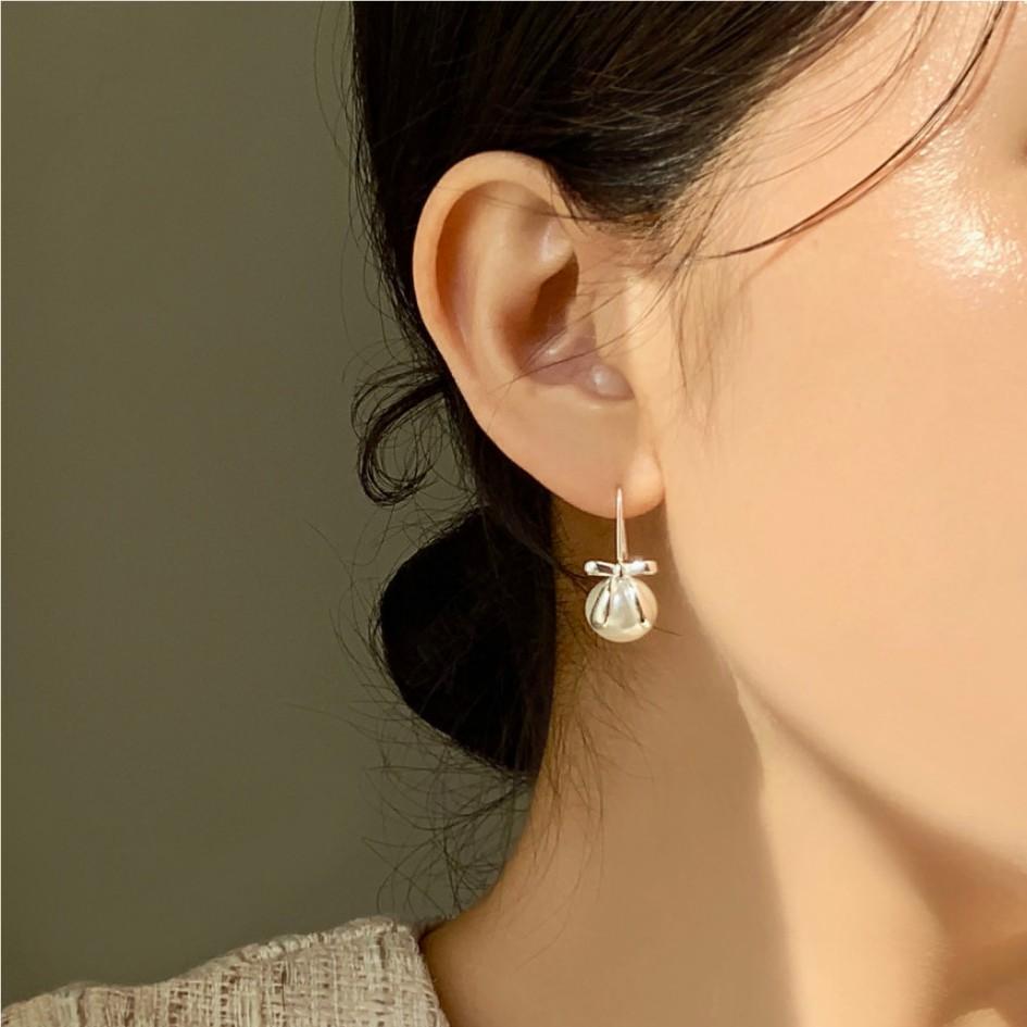 Pearl Bow 925 Silver Earrings