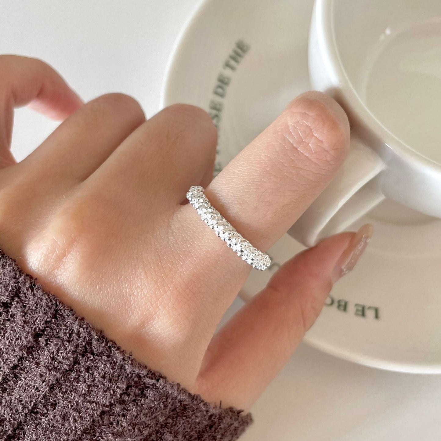 Grainy Open 925 Silver Ring