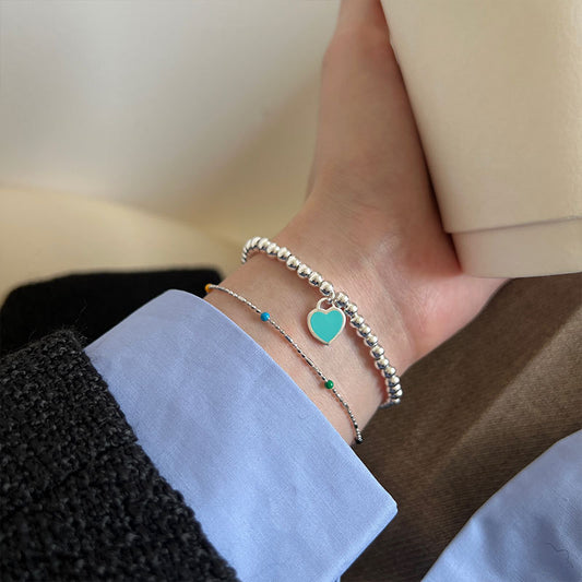 Tiffany blue heart 925 silver bracelet