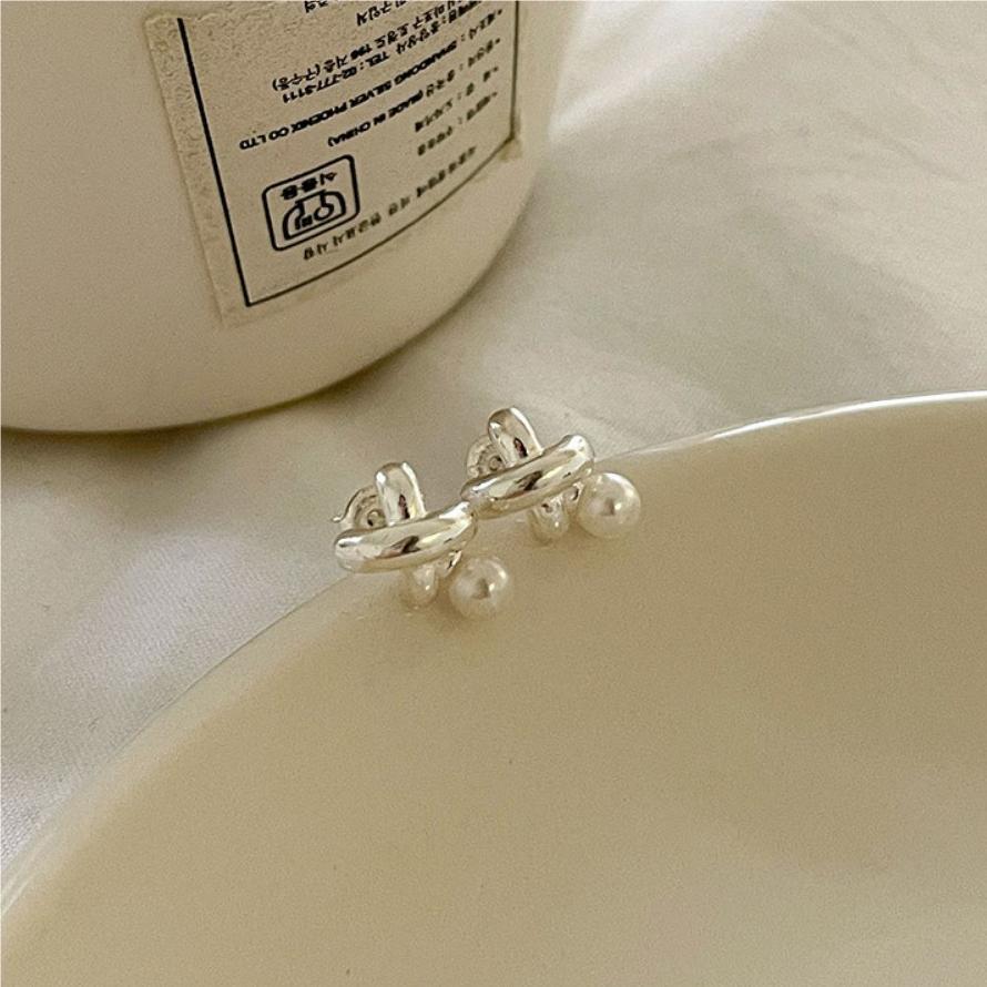 打叉珍珠925銀耳環