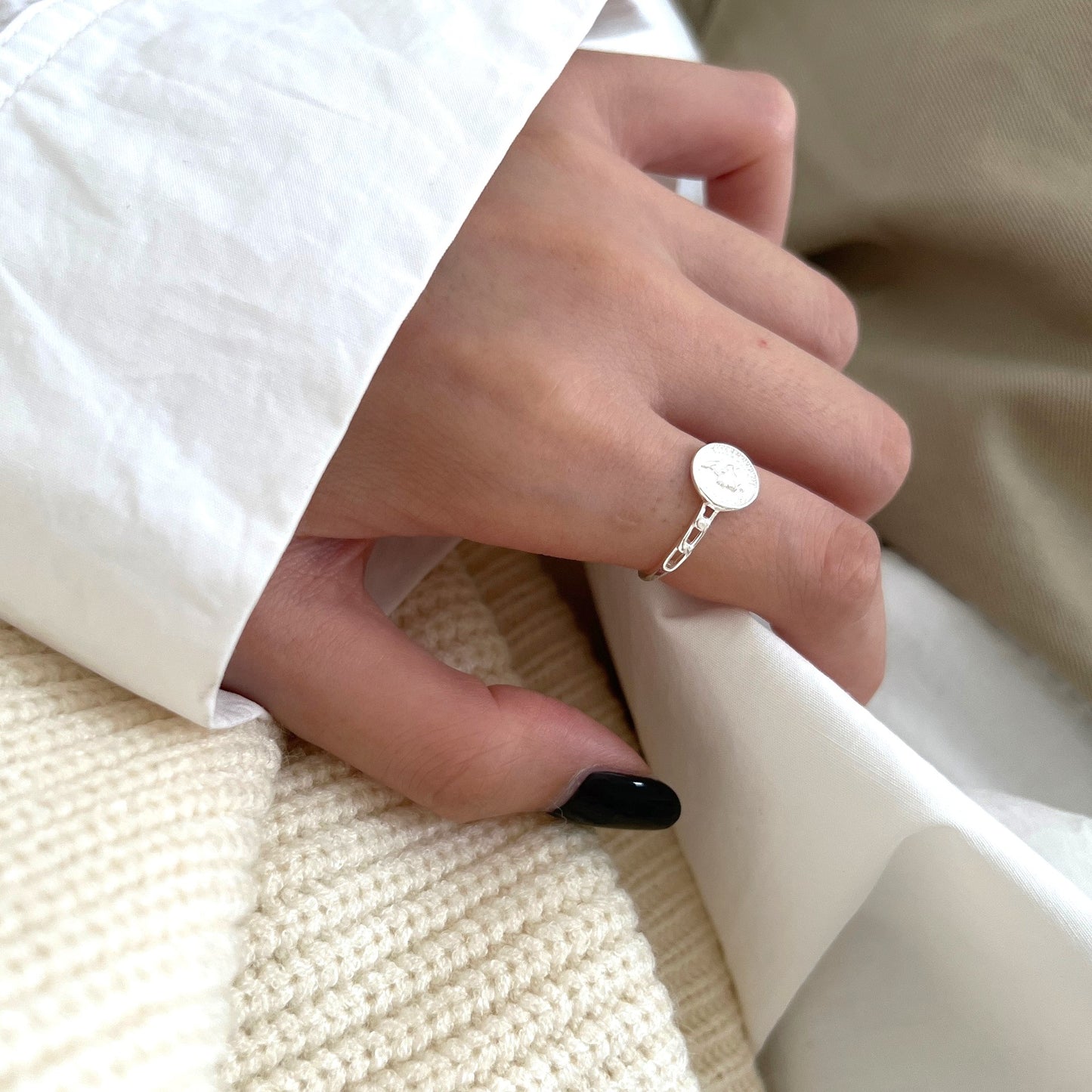 Portrait Open 925 Silver Ring